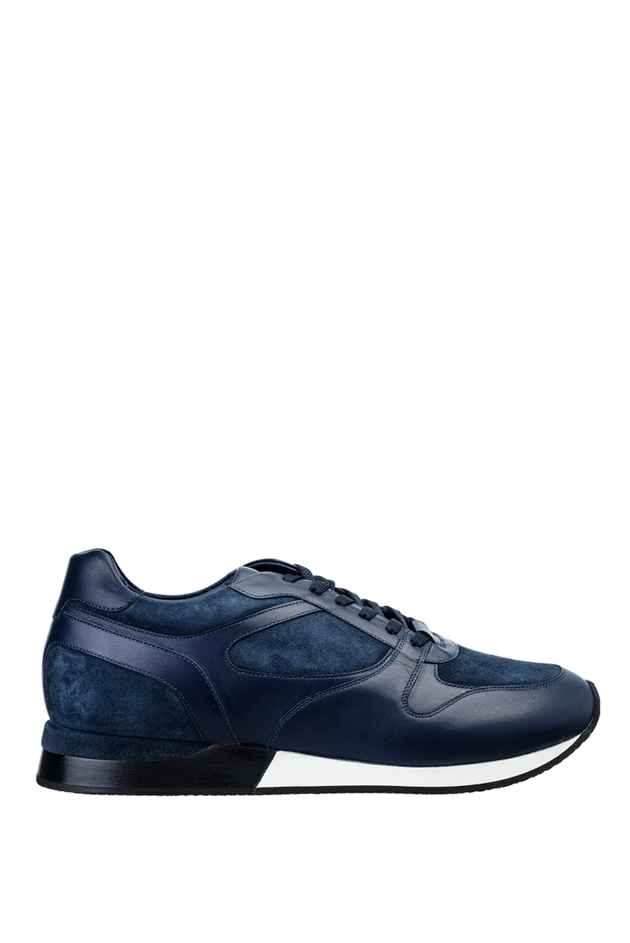 Bontoni man blue leather sneakers for men 159043 - photo 1