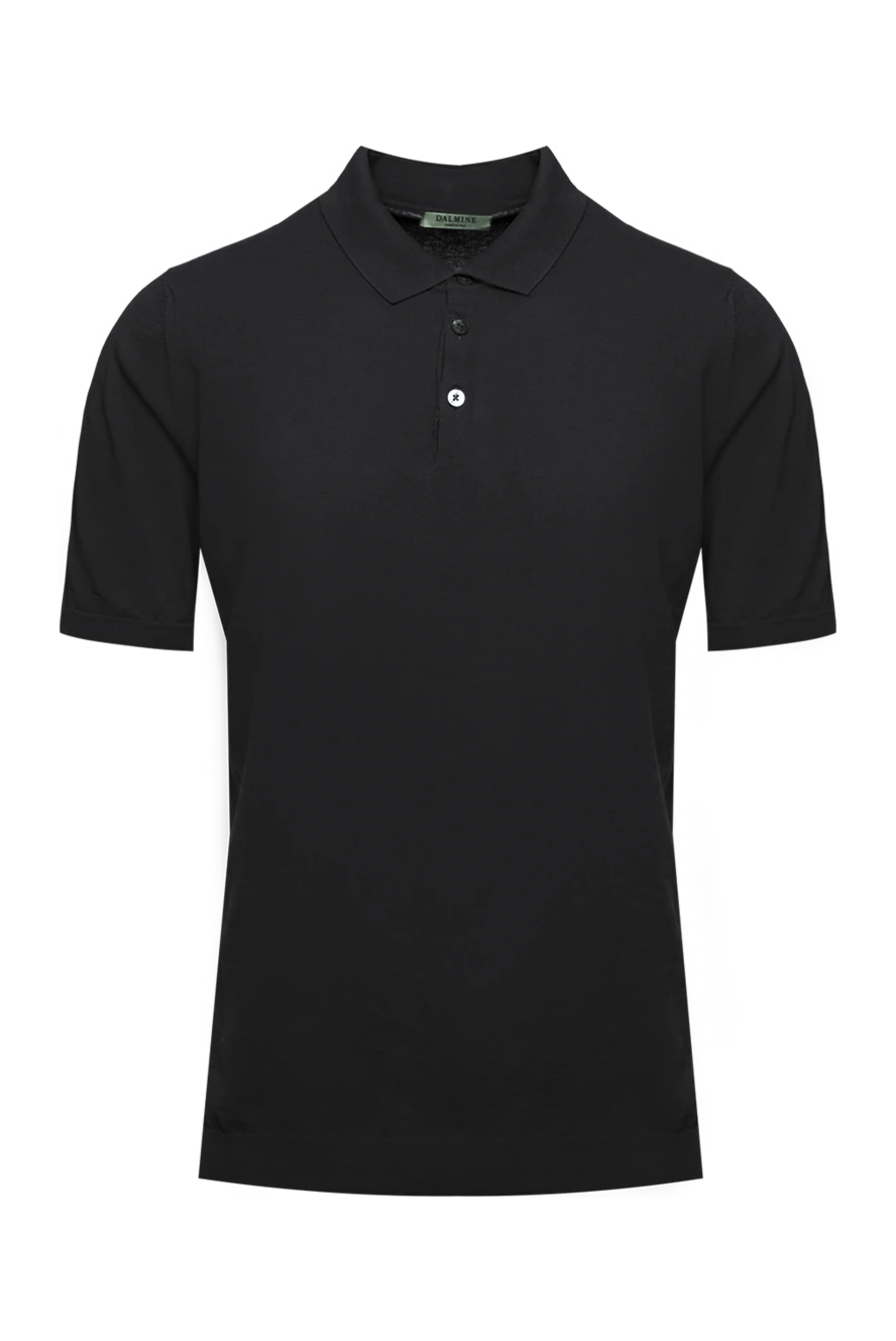 Dalmine black cotton basic polo shirt with buttons for men 196502 - photo 1