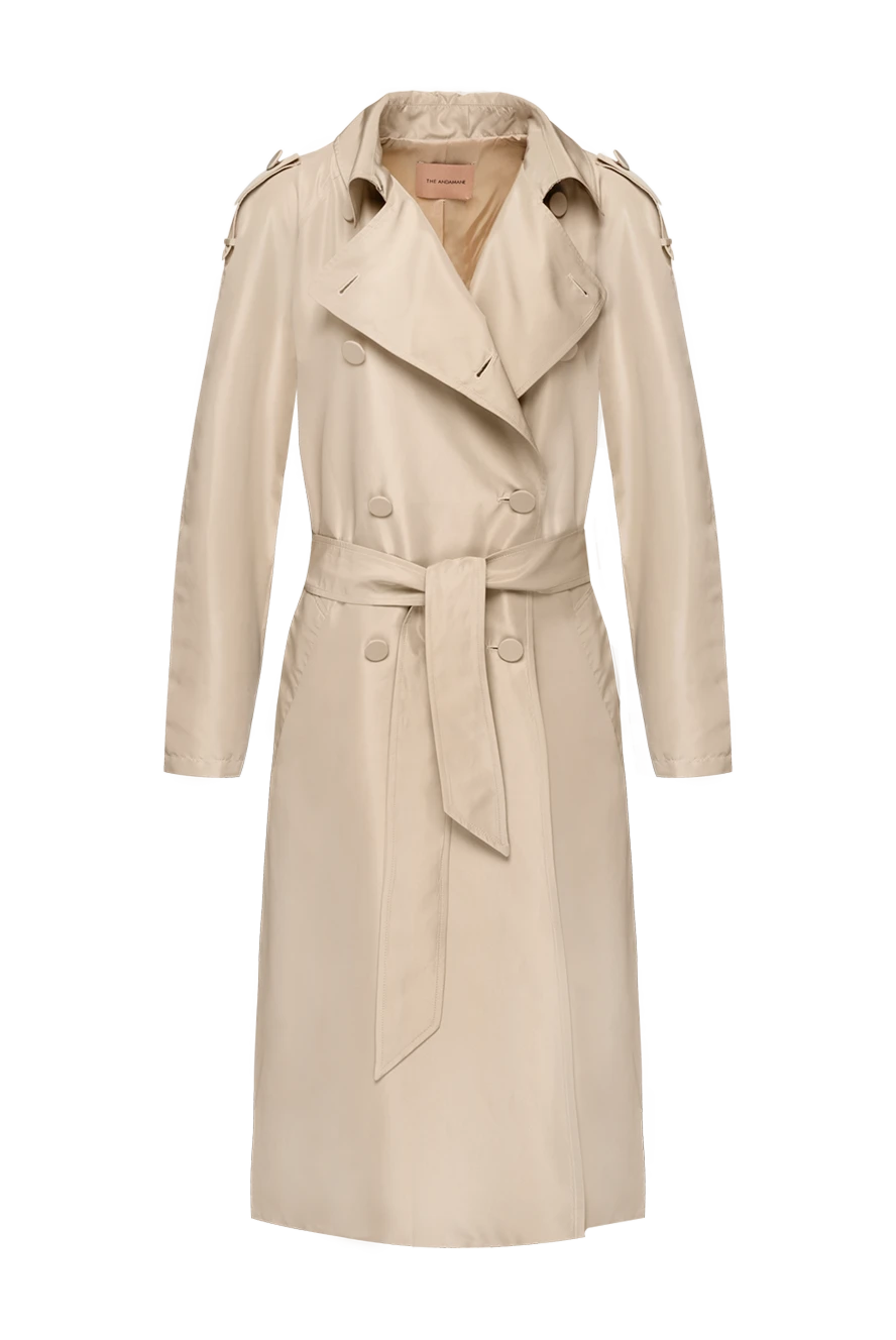 Beige polyester raincoat for women.