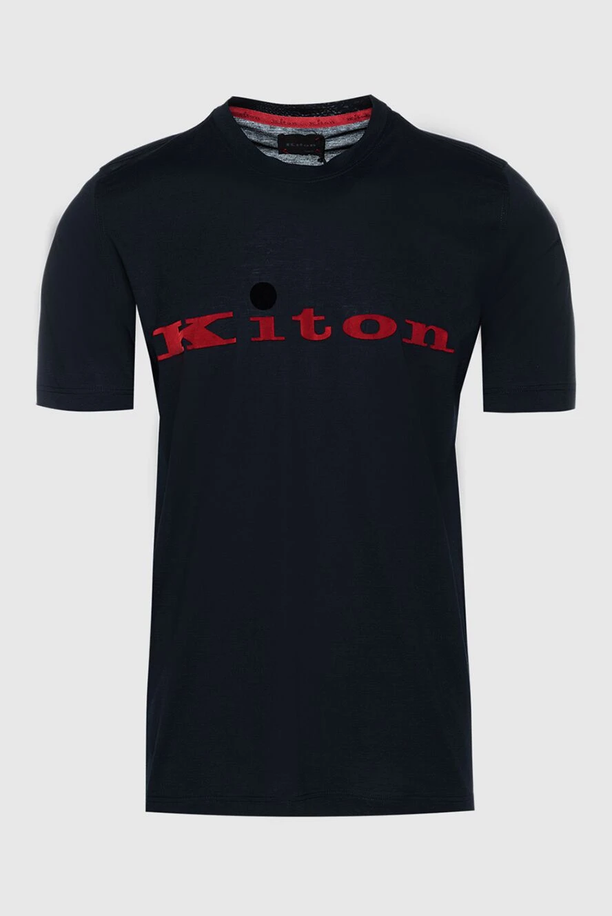 Kiton men's dark blue cotton t-shirt with a large logo 159334 - photo 1