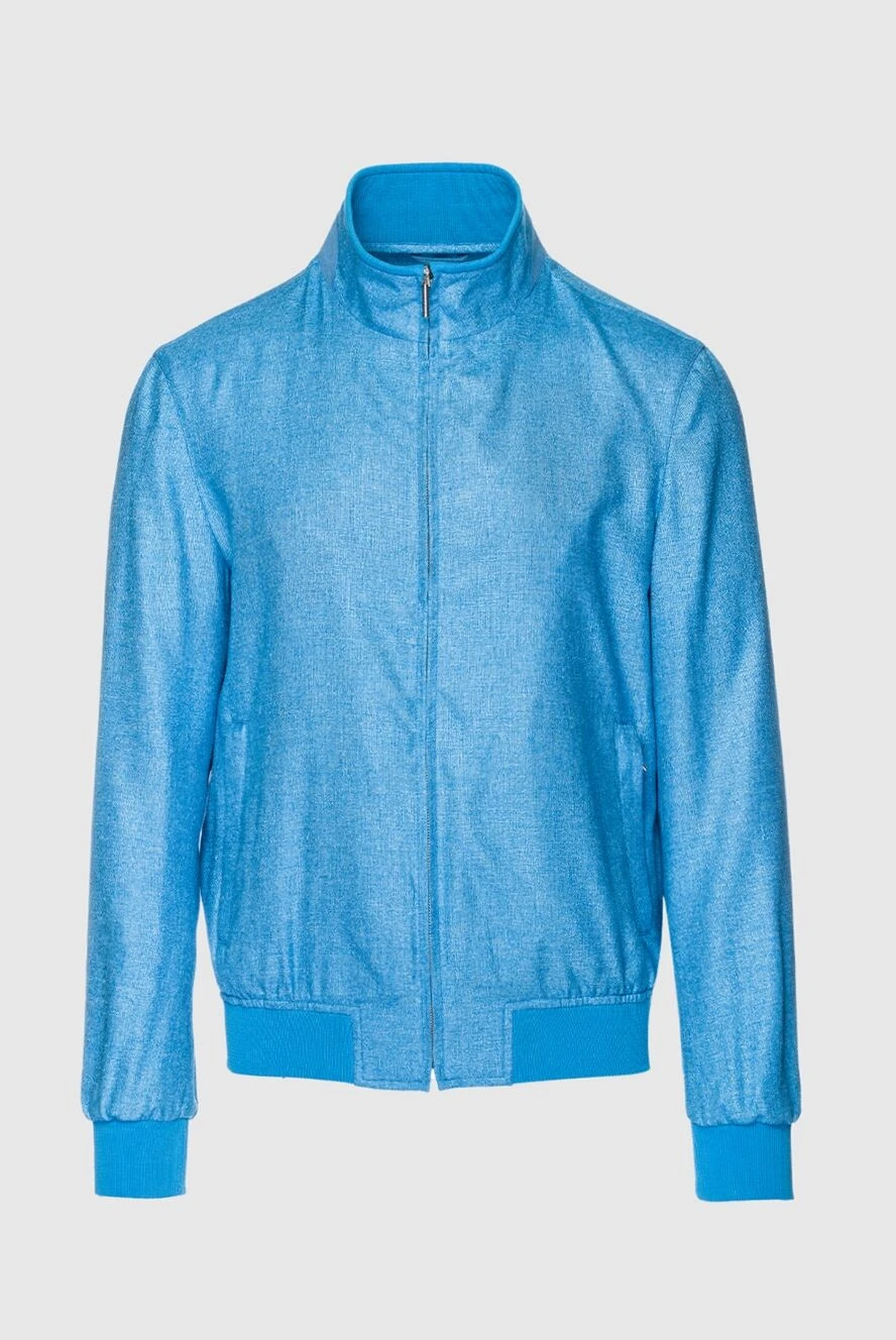 Enrico Mandelli куртка з шовку та кашеміру блакитна чоловіча 159746 - фото 1