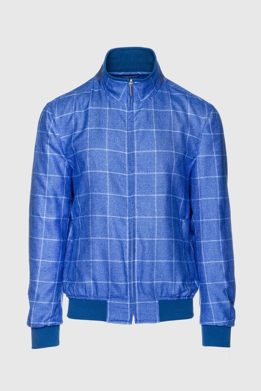 Enrico Mandelli куртка з шовку та кашеміру блакитна чоловіча 159747 - фото 1