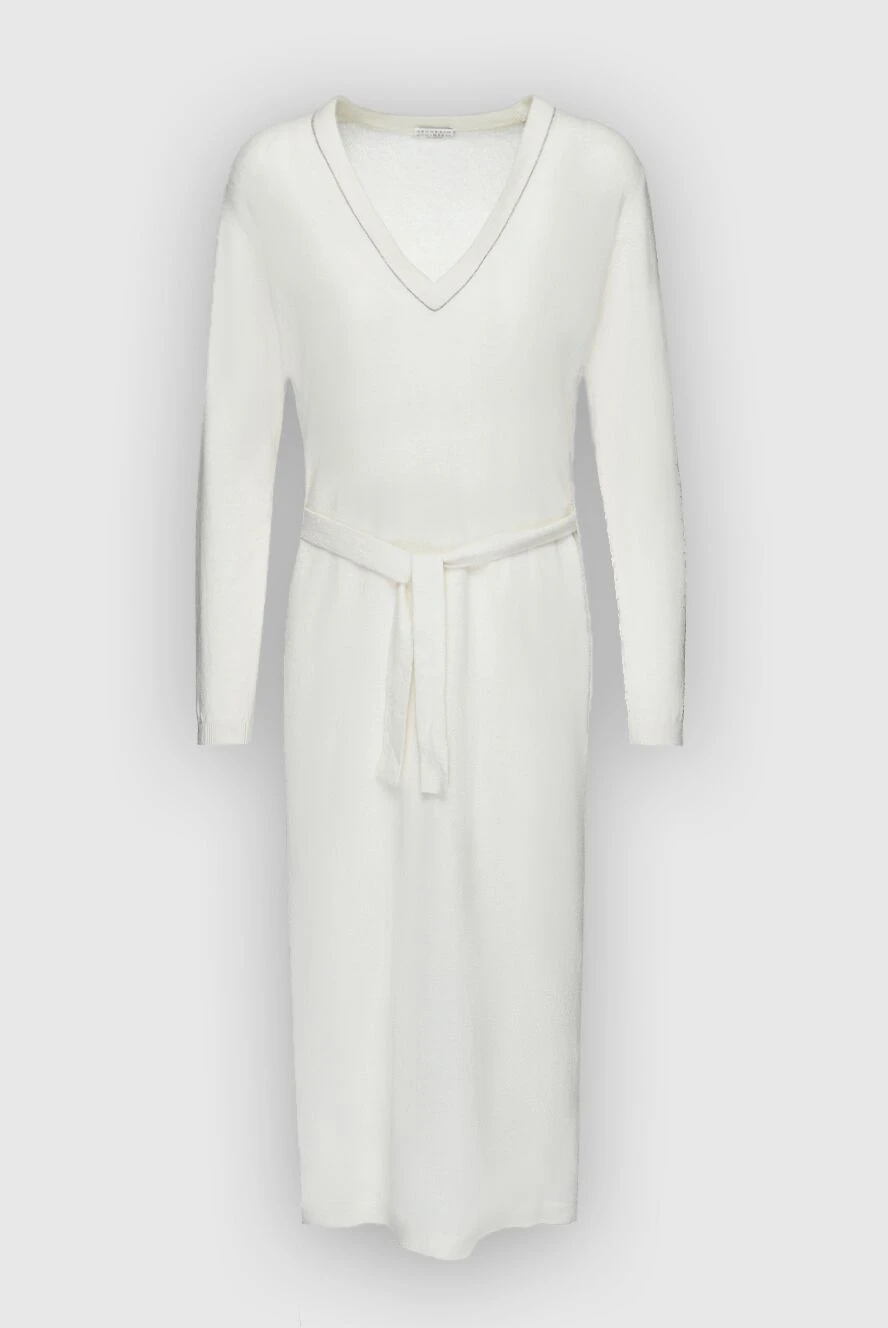 Brunello Cucinelli платье из кашемира и льна белое женское 159851 - фото 1