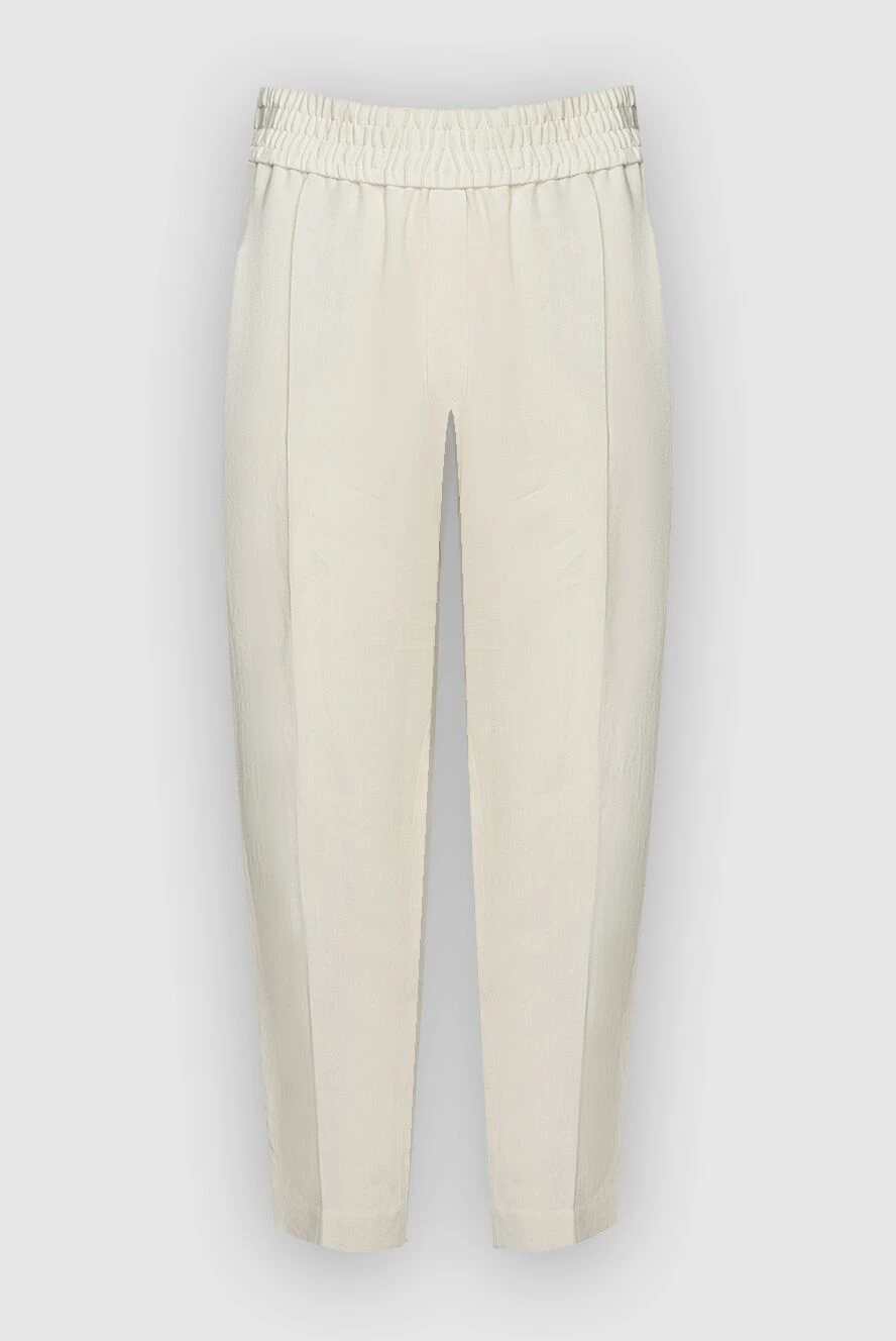 Brunello Cucinelli women's trousers with an elastic waistband white 159865 - photo 1