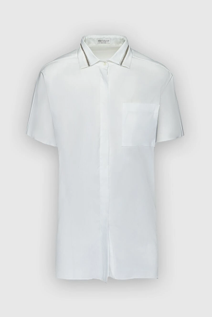 Brunello Cucinelli women's shirt with a ribbon on the collar white 159906 - photo 1