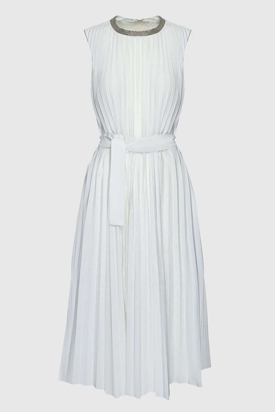 Brunello Cucinelli сукня з поліестеру та бавовни біла жіноча 159949 - фото 1