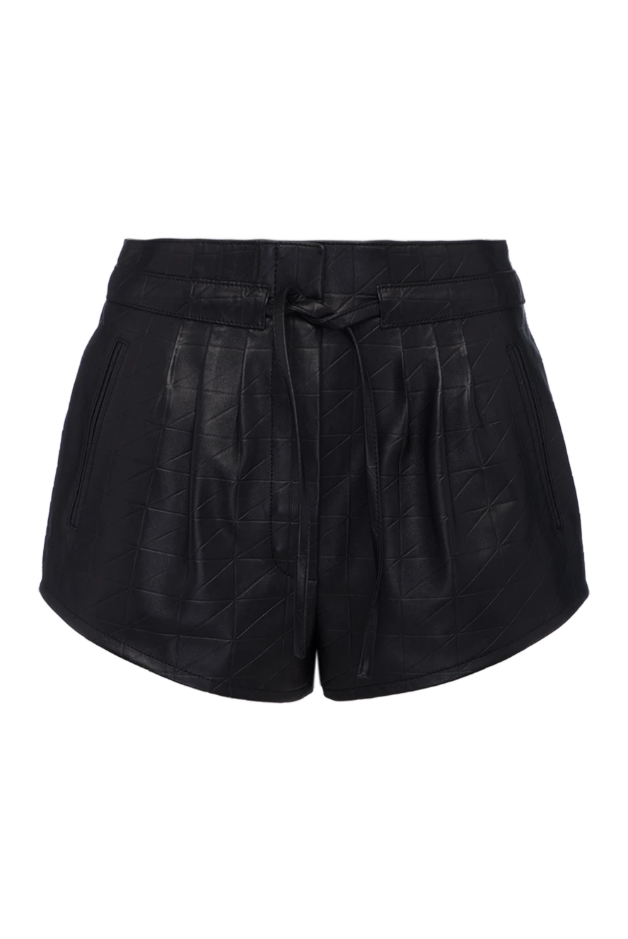 Saint Laurent шкіряні шорти на зав'язці чорні жіночі 160322 - фото 1