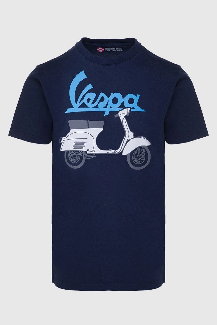 MC2 Saint Barth футболка мужская темно-синяя с графикой скутера vespa и бирюзовой надписью 196336 - фото 1