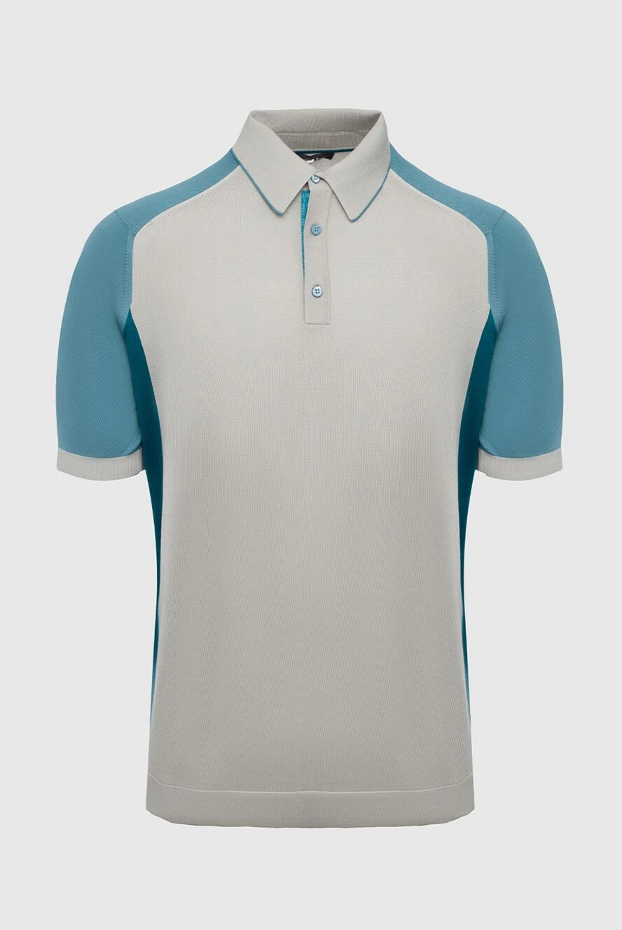 Stefano Ricci поло з шовку та шкіри крокодила сіре чоловіче 160574 - фото 1