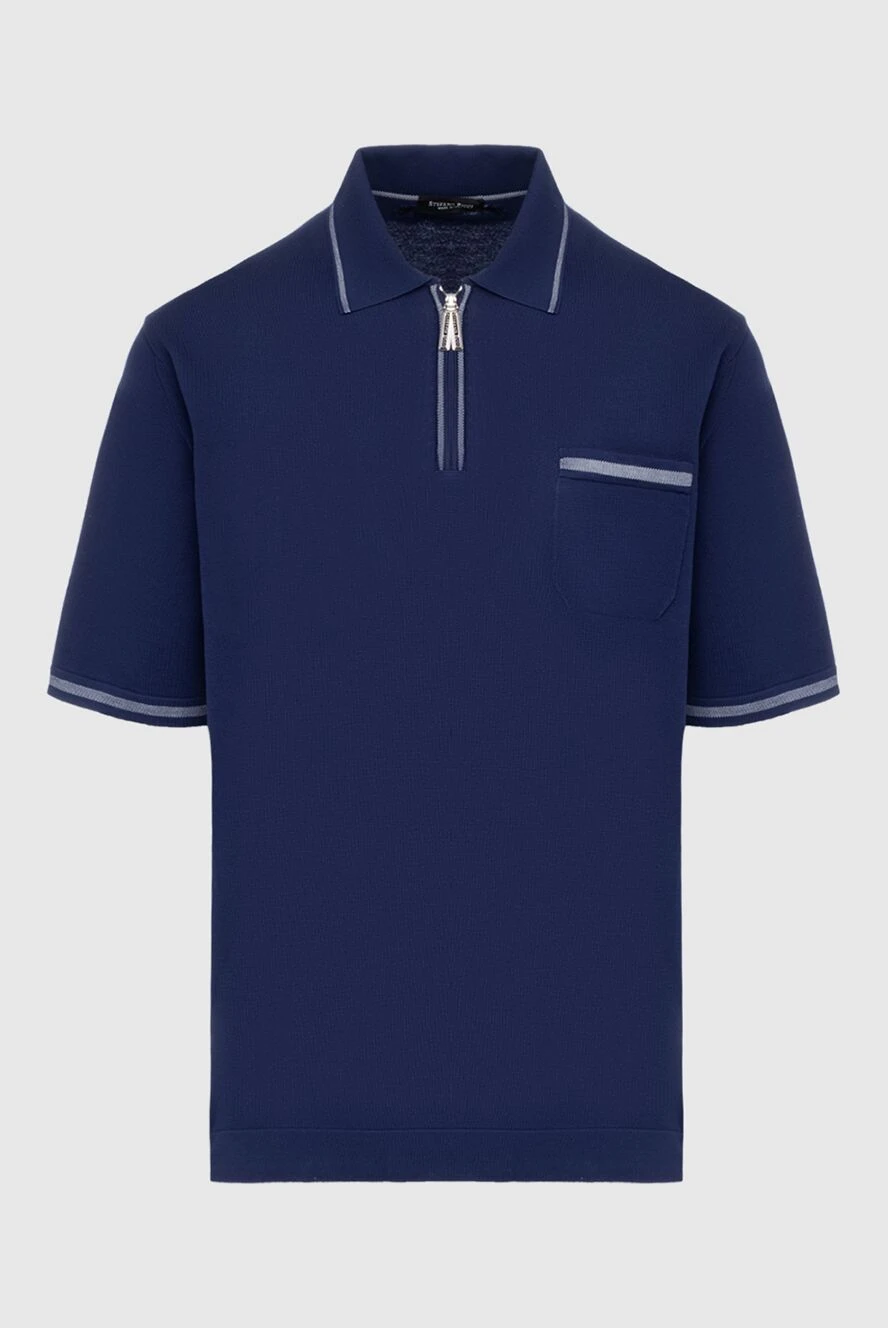 Stefano Ricci поло из хлопка синее мужское 160578 - фото 1