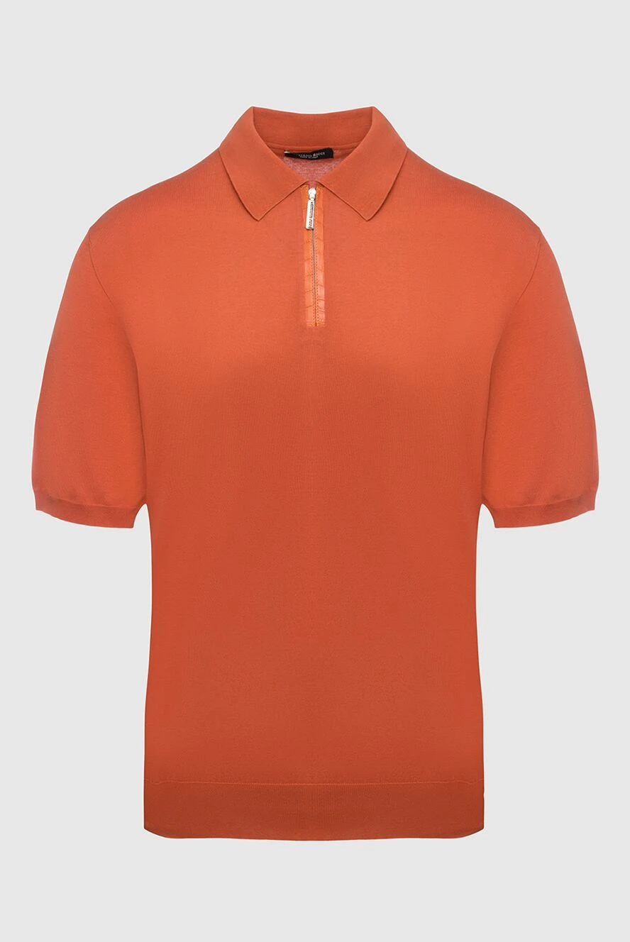 Stefano Ricci polo from cotton and crocodile leather orange men's 160596 - photo 1