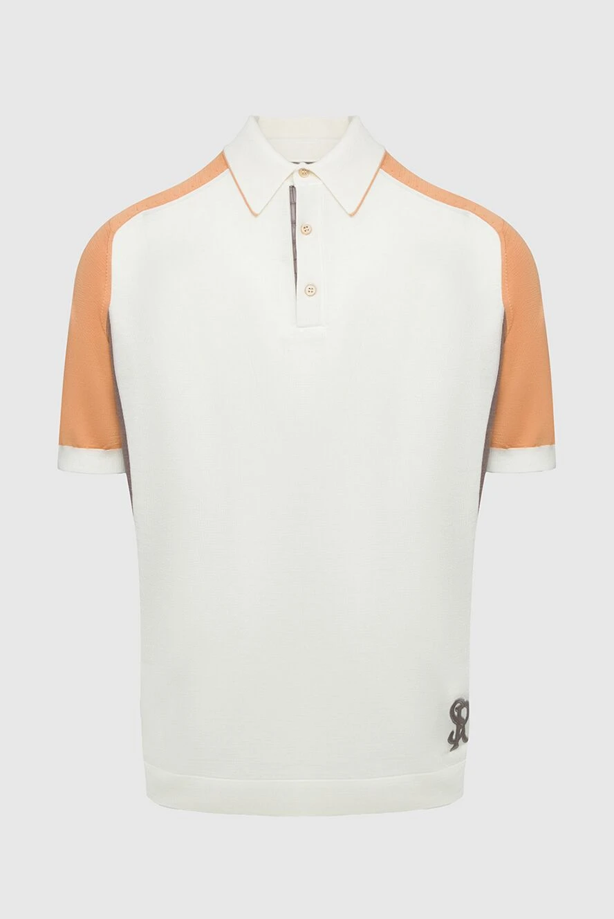Stefano Ricci silk polo shirt with crocodile leather inserts in a contrasting color scheme 160601 - photo 1