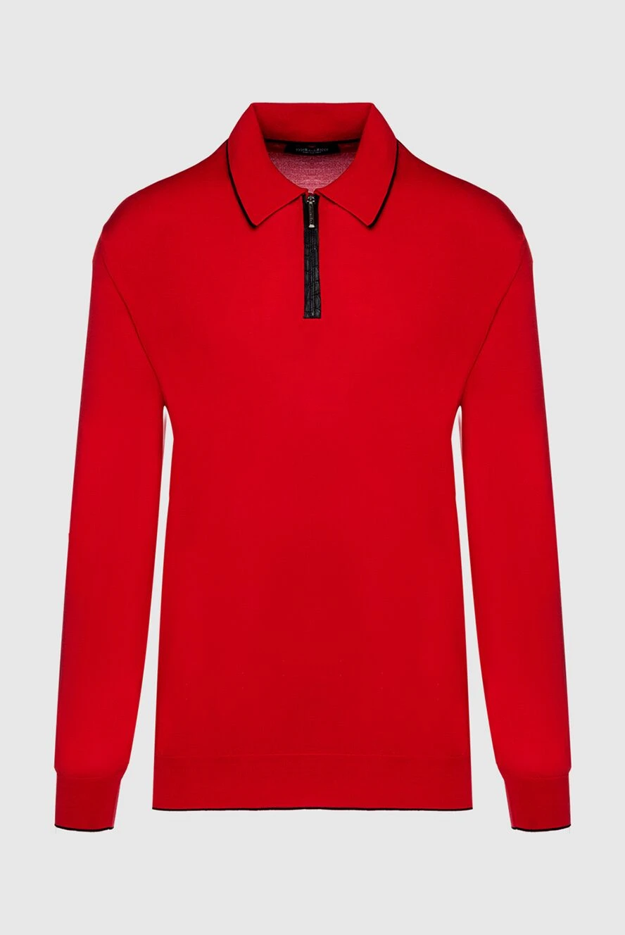 Stefano Ricci long sleeve polo with silk and crocodile leather red men's 161365 - photo 1