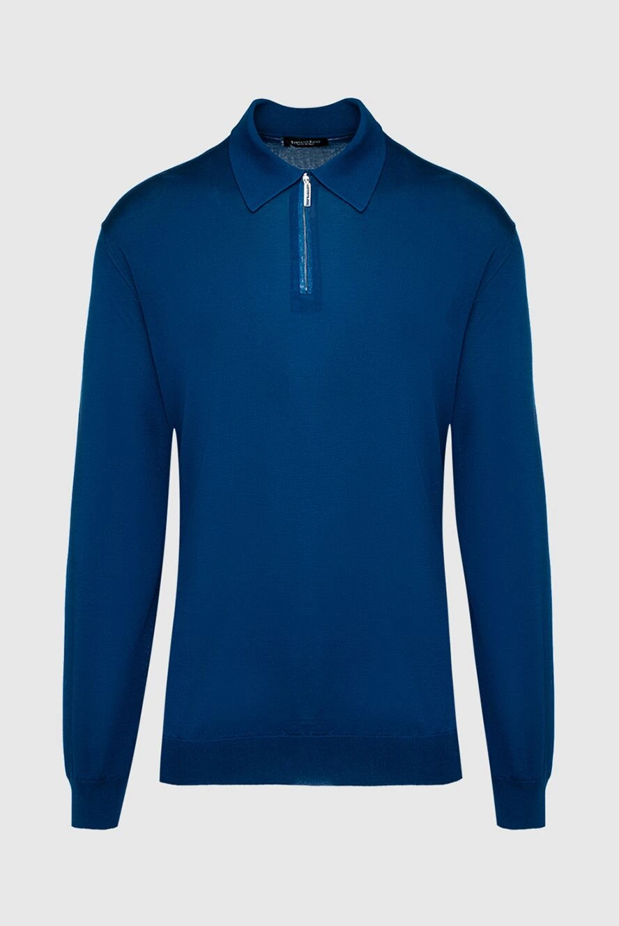 Stefano Ricci поло с длинным рукавом из шелка и кожи крокодила синее мужское 161371 - фото 1