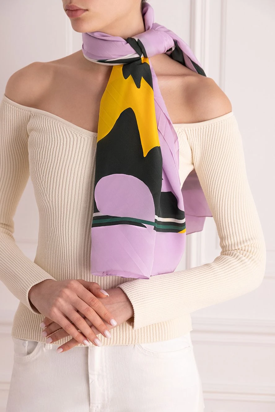 Dior woman lilac cashmere and silk scarf for women buy with prices and photos 161637 - photo 2