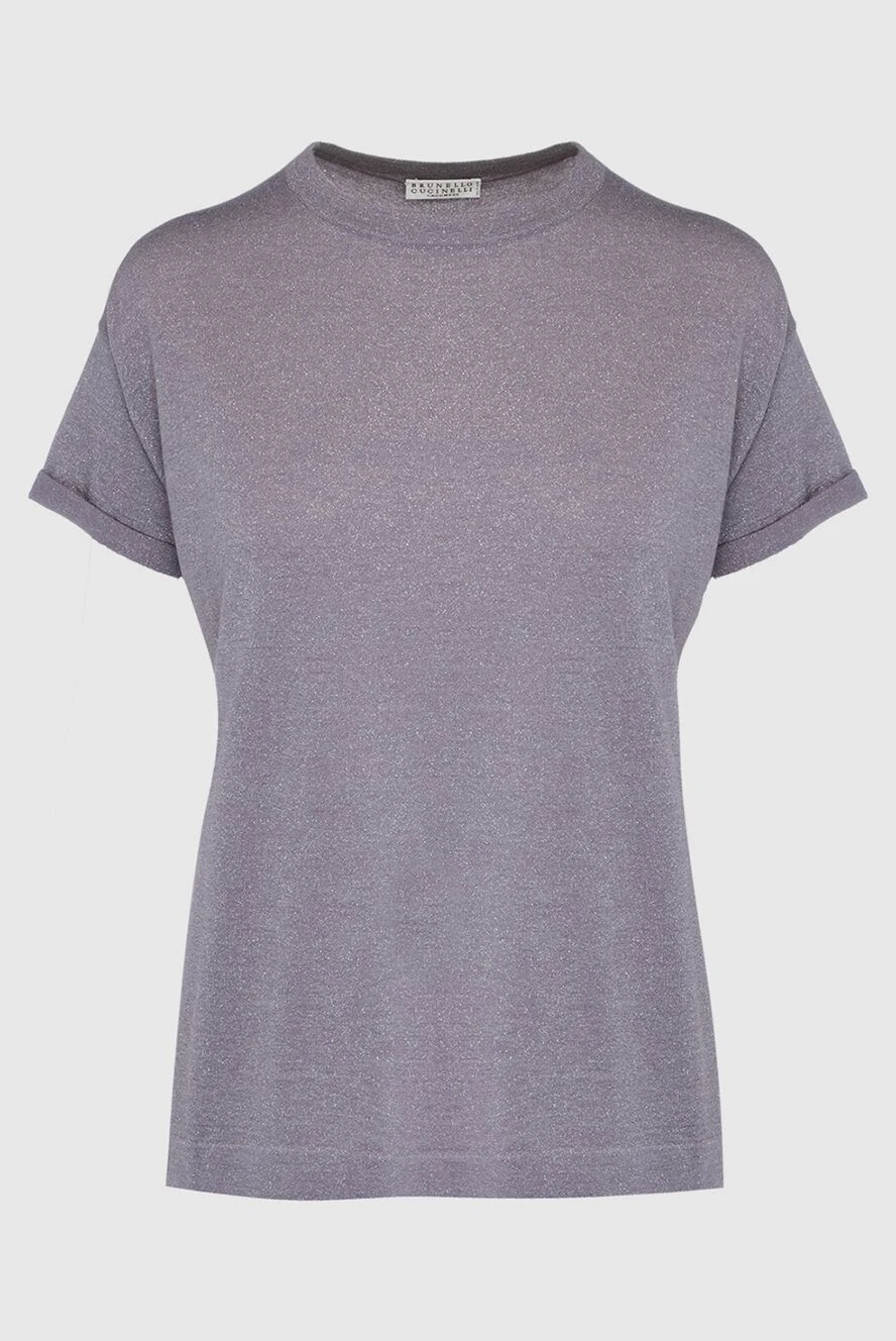 Brunello Cucinelli gray and lilac jersey t-shirt with cuffs on the sleeves 162254 - photo 1