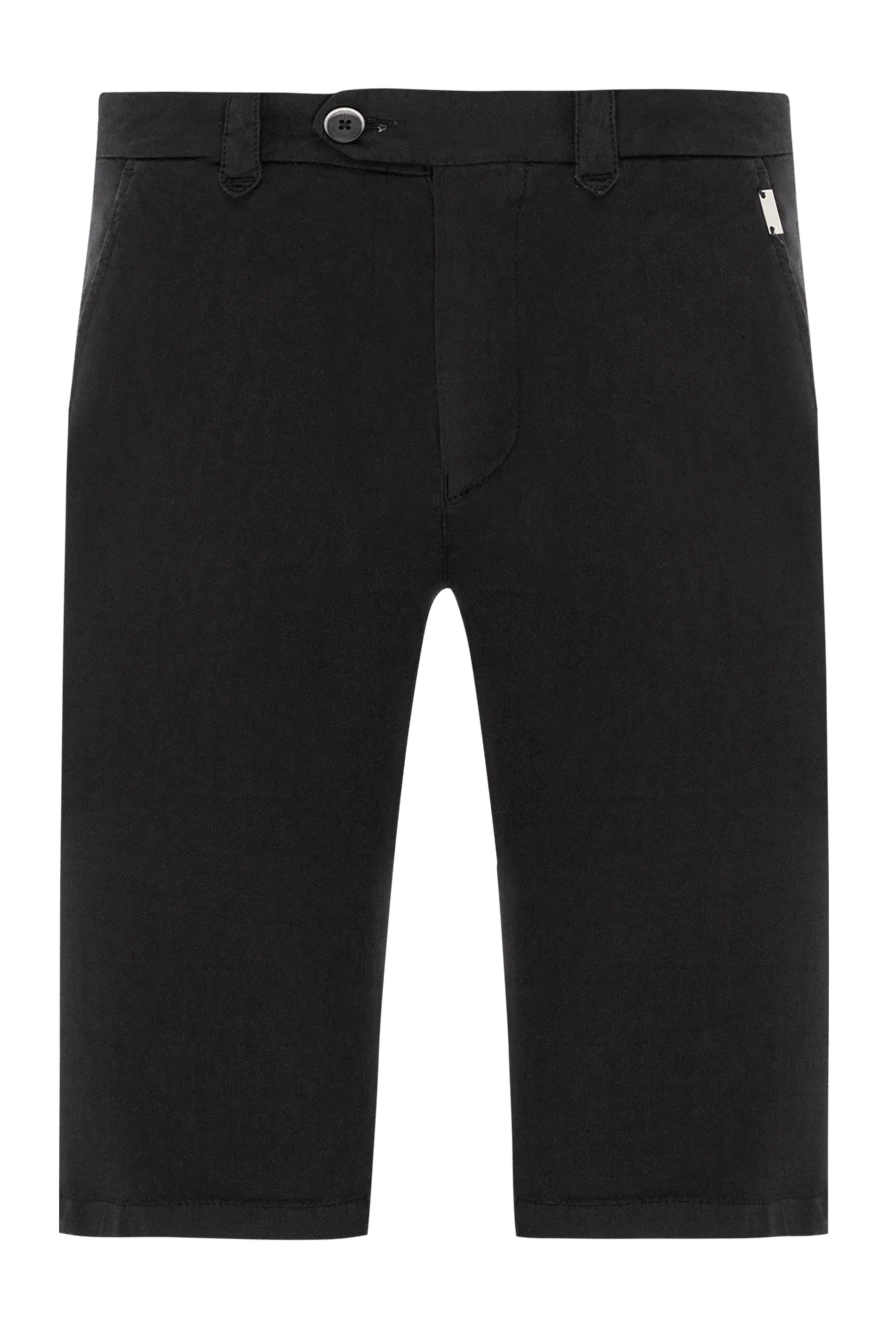 Corneliani чоловічі шорти з льону та бавовни темно-сині з поясом під ремінь 162605 - фото 1