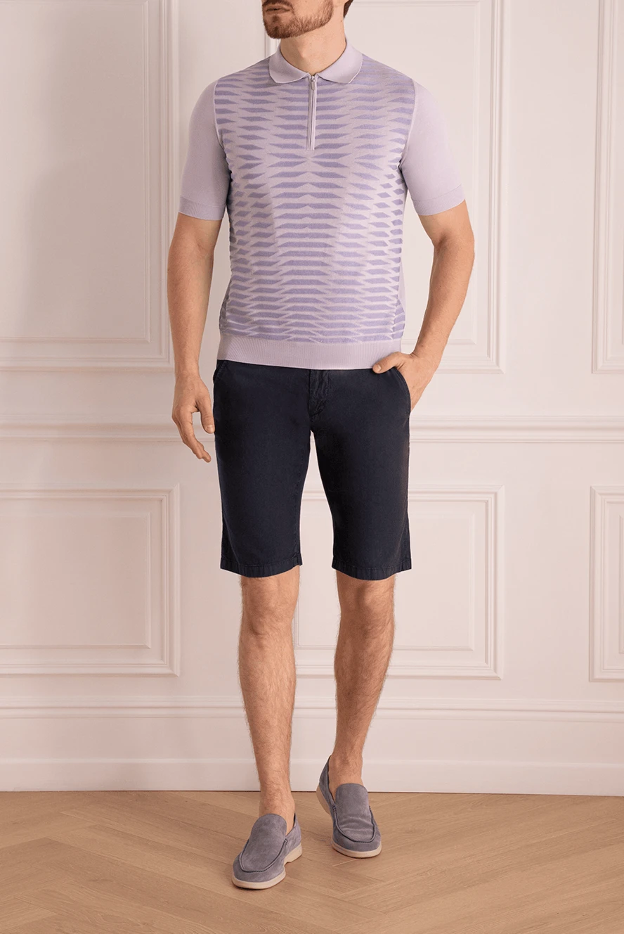 Corneliani man cotton and linen shorts blue for men buy with prices and photos 162605 - photo 2