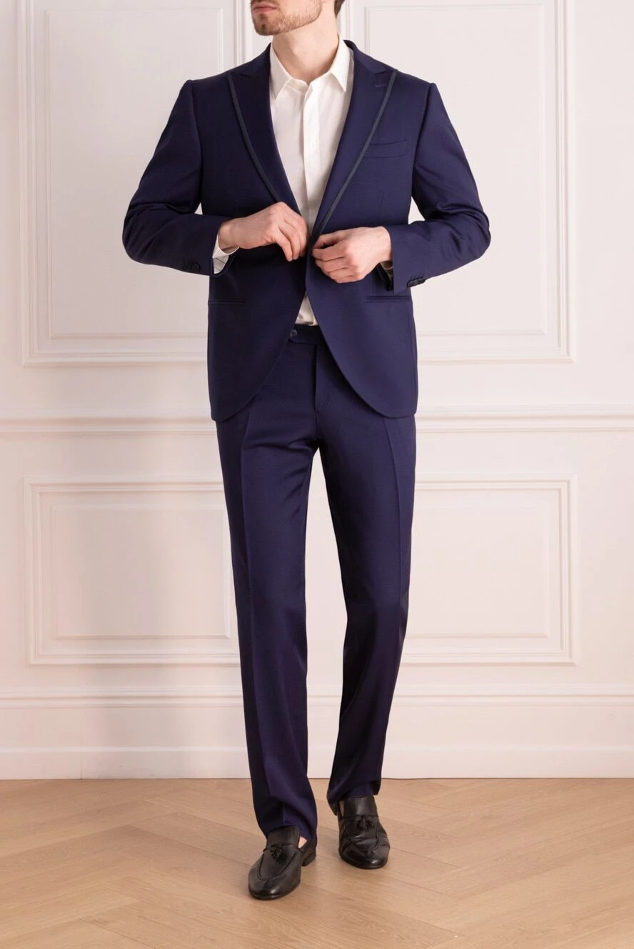 Lubiam man men's suit made of wool, blue buy with prices and photos 162742