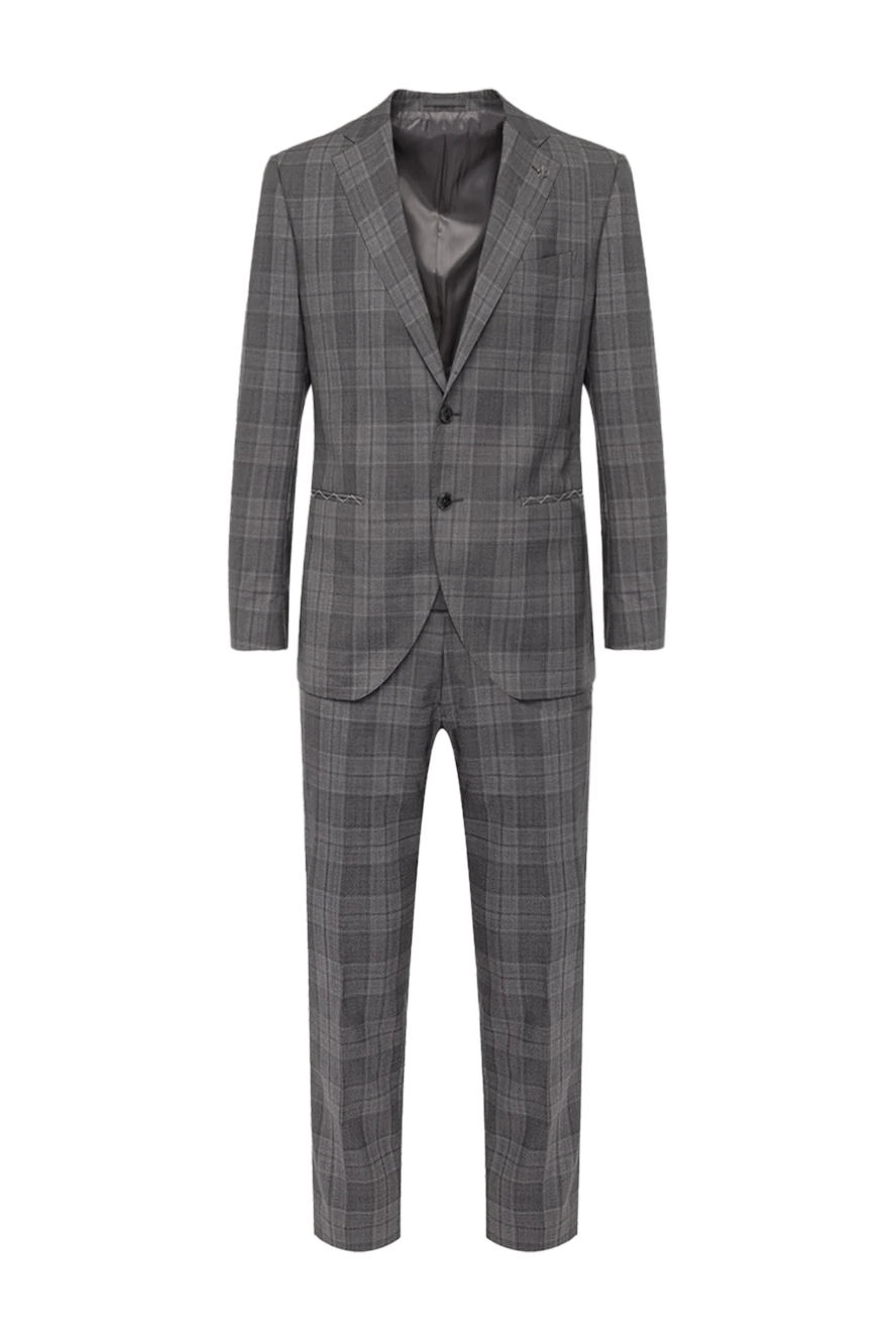 Lubiam сірий костюм з вовняної тканини в принц уельський клітку 162759 - фото 1