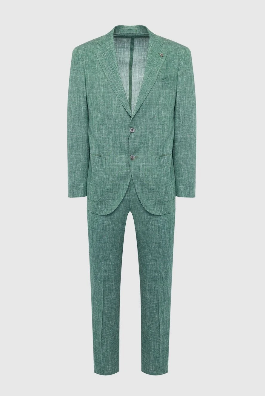 Lubiam мужские костюм мужской из шерсти, шёлка и льна зеленый купить с ценами и фото 162767