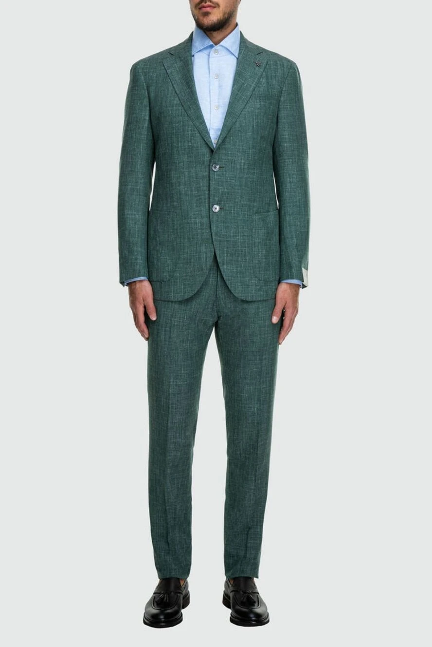 Lubiam man men's suit made of wool, silk and linen green buy with prices and photos 162767 - photo 2