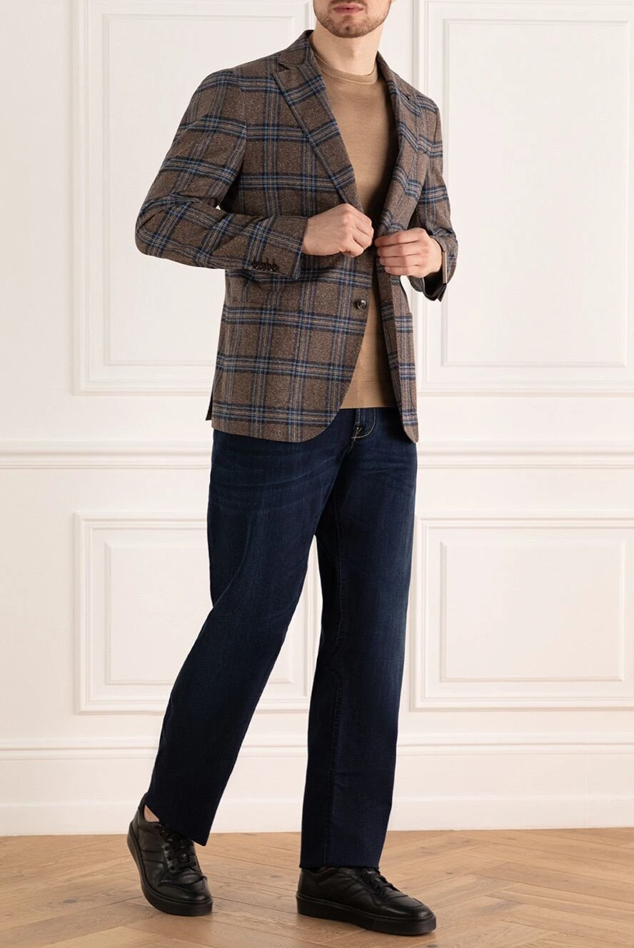 Lubiam мужские пиджак из шерсти и шелка коричневые мужской купить с ценами и фото 162769 - фото 2