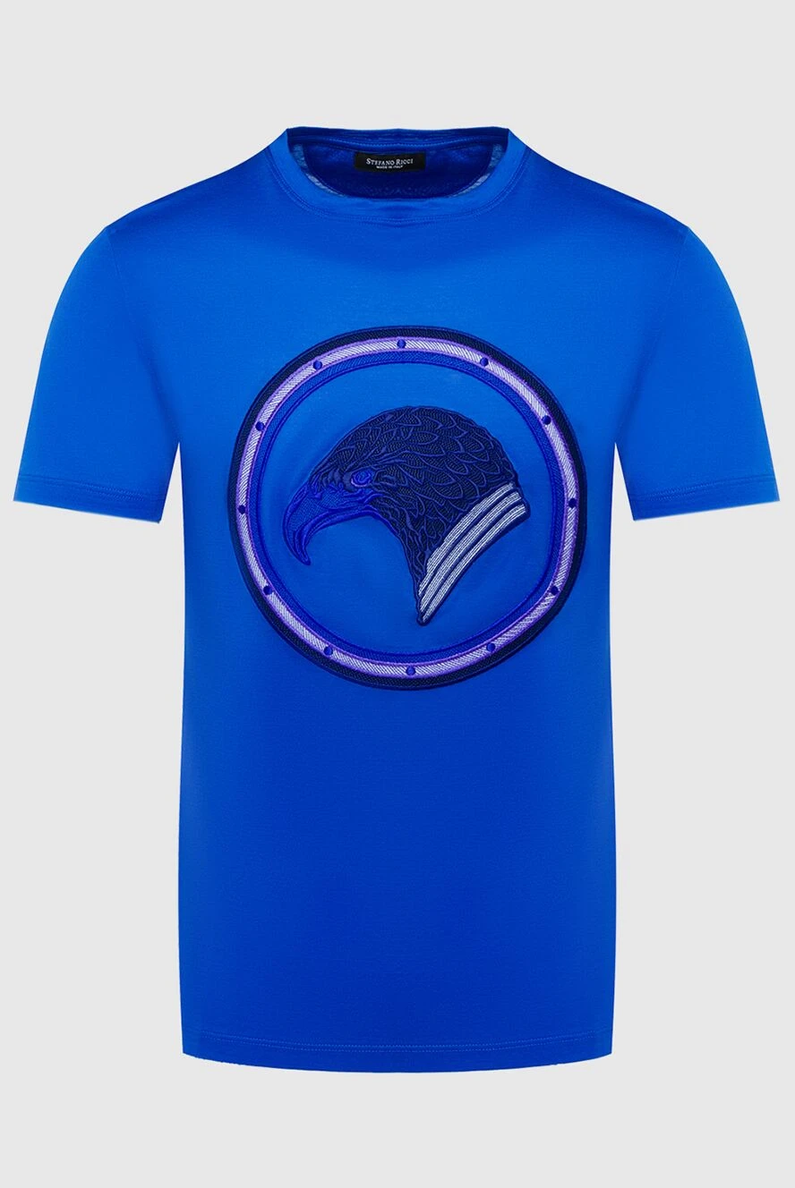 Stefano Ricci футболка из хлопка и модала синяя мужская 162822 - фото 1