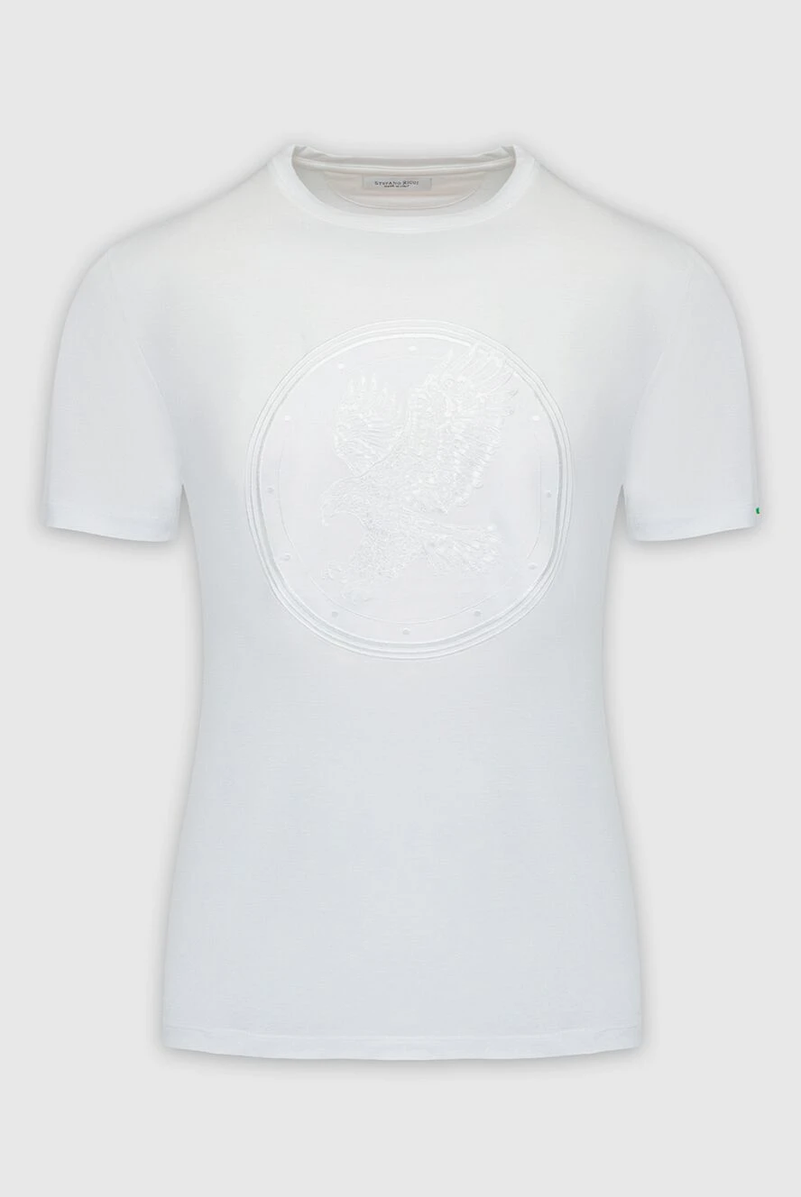 Stefano Ricci white cotton and modal t-shirt with a raised medallion on the chest 162827 - photo 1