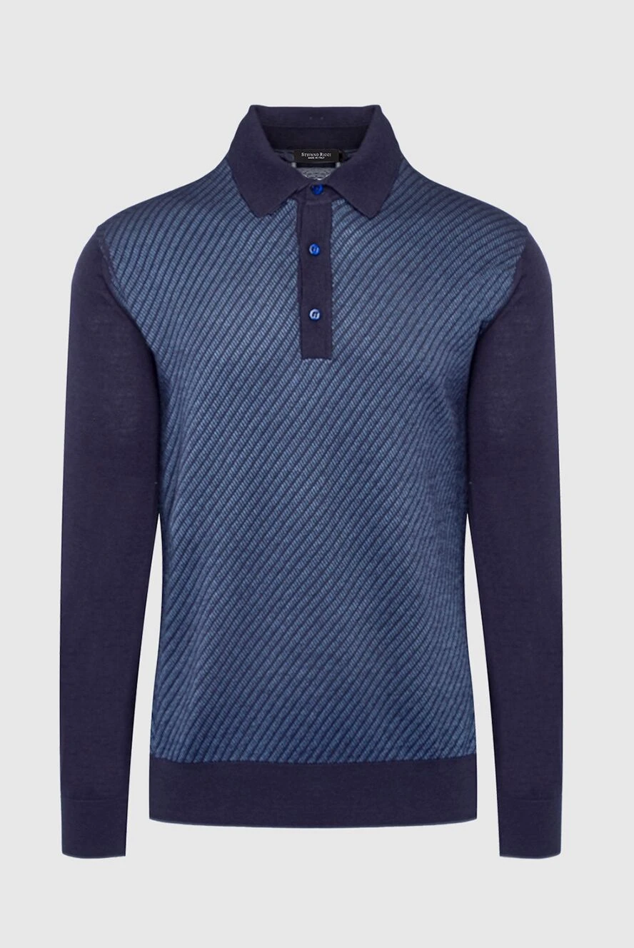Stefano Ricci поло с длинным рукавом из шелка и кашемира синее мужское 162850 - фото 1