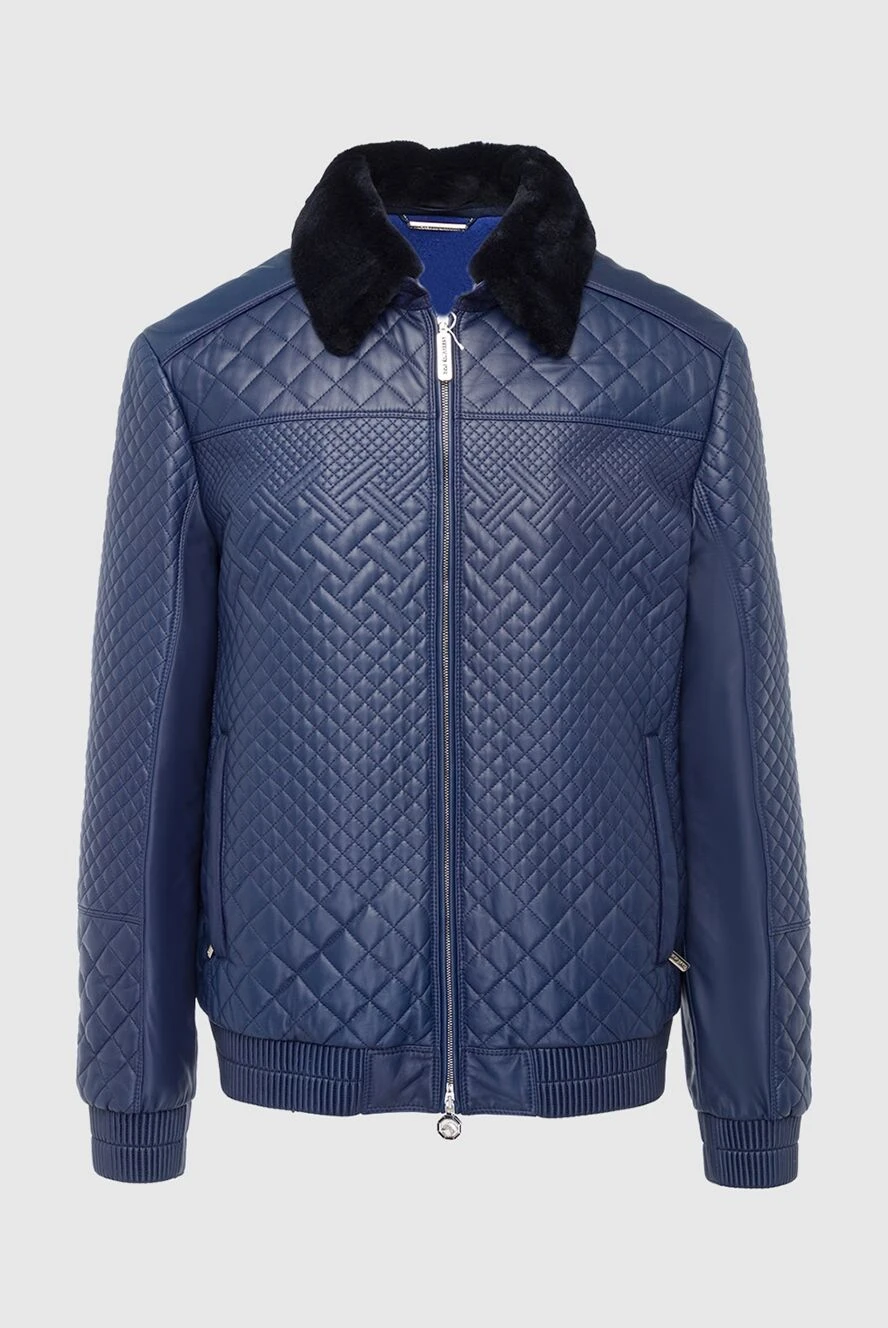 Stefano Ricci куртка кожаная синяя мужская 162900 - фото 1