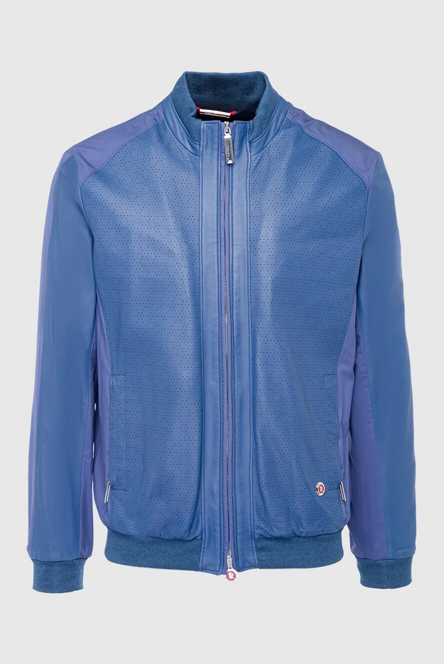 Stefano Ricci bomber jacket made of genuine leather and silk, blue with perforations 162915 - photo 1