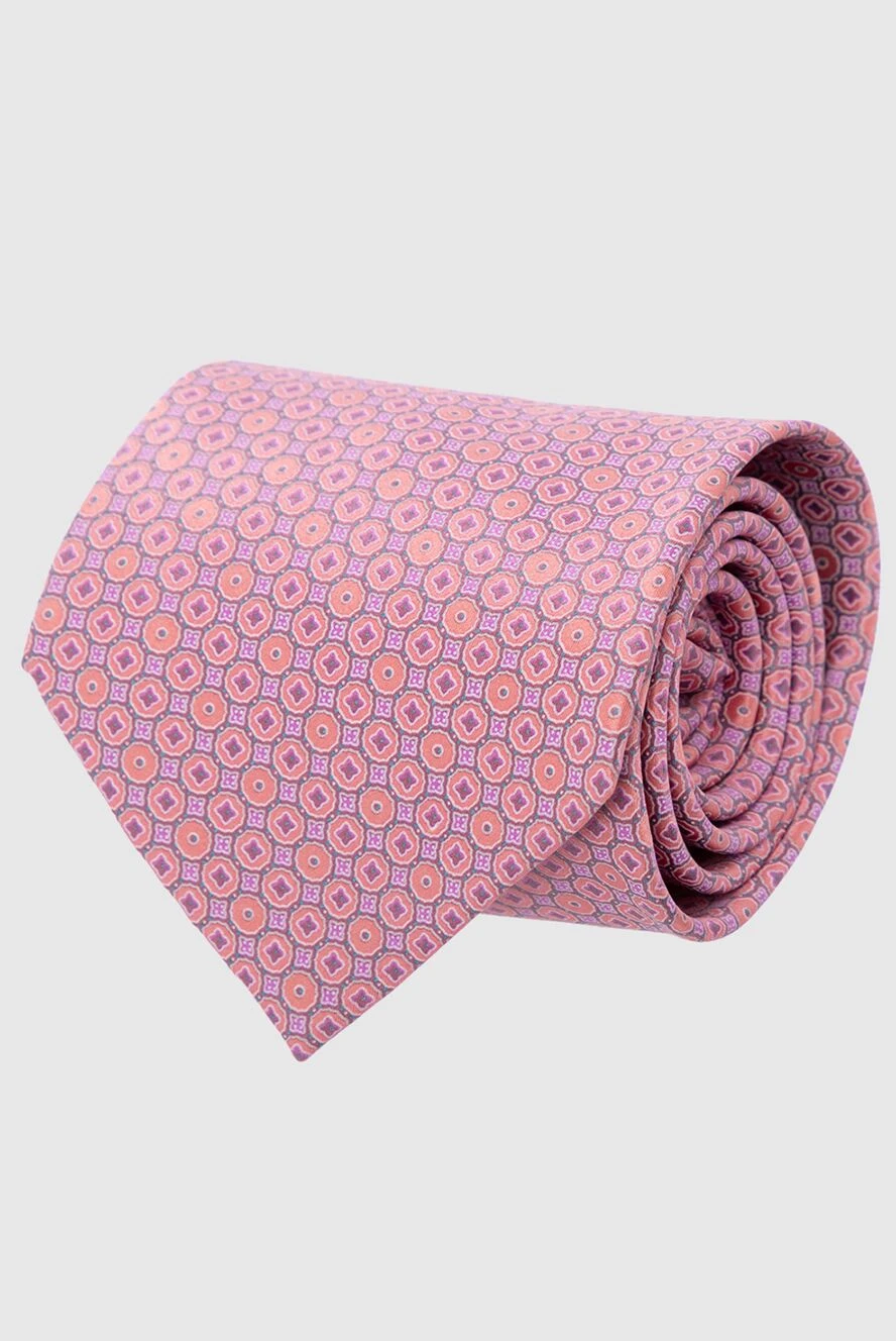 Stefano Ricci рожева шовкова краватка з дрібним геометричним візерунком. 162963 - фото 1