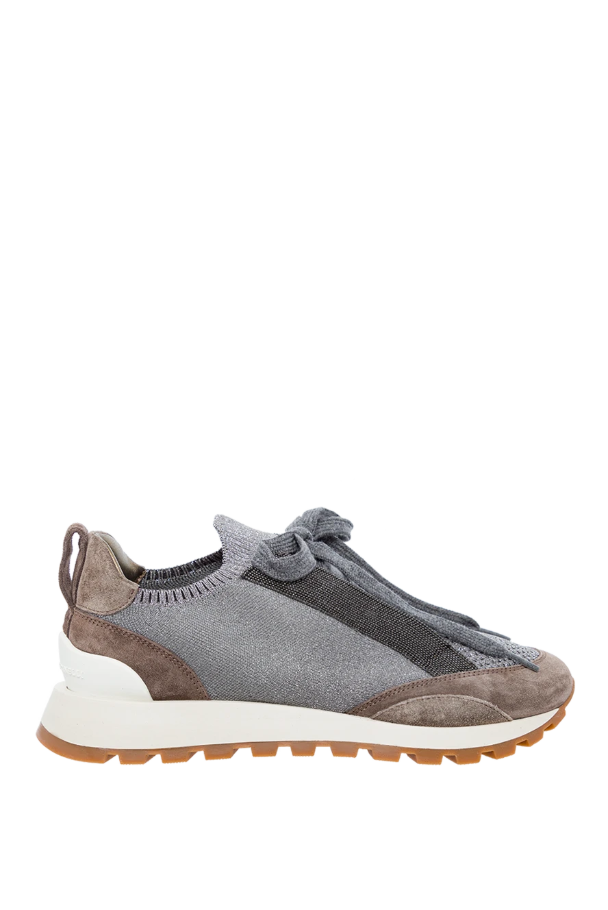 Brunello Cucinelli women's grey sneakers with shiny inserts 163064 - photo 1