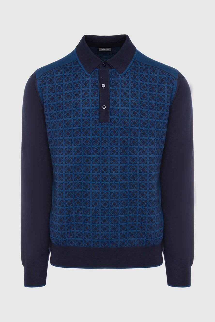 Stefano Ricci темно-синього кольору поло із щільного трикотажу з жакардовим орнаментом. 164068 - фото 1