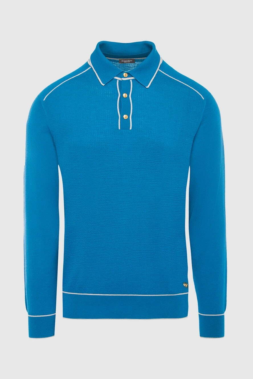 Stefano Ricci long-sleeved polo from silk and cashmere blue for men 164080 - photo 1