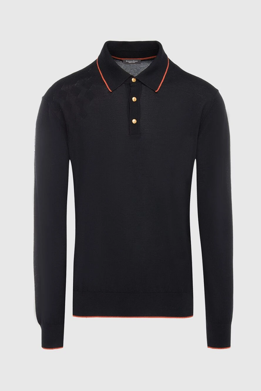 Stefano Ricci поло с длинным рукавом из шелка и кашемира черное мужское 164091 - фото 1