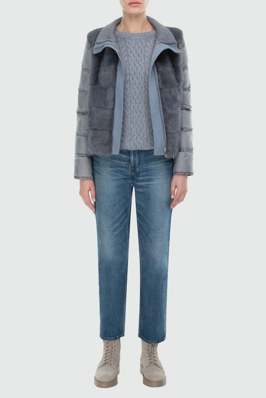 Antonio Arnesano woman women's gray mink and polyamide jacket buy with prices and photos 164228 - photo 2