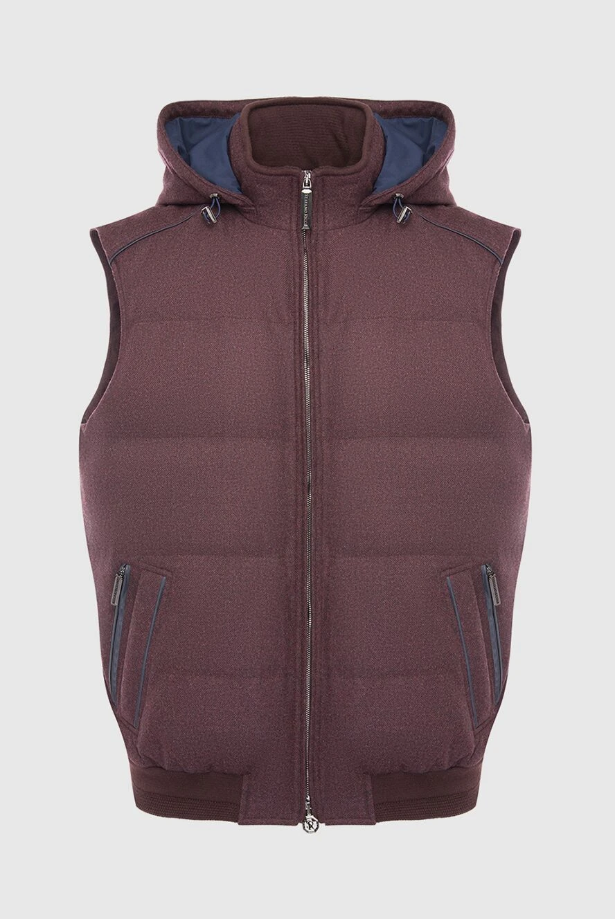 Stefano Ricci жилет з вовни та кашеміру бордовий чоловічий 164522 - фото 1