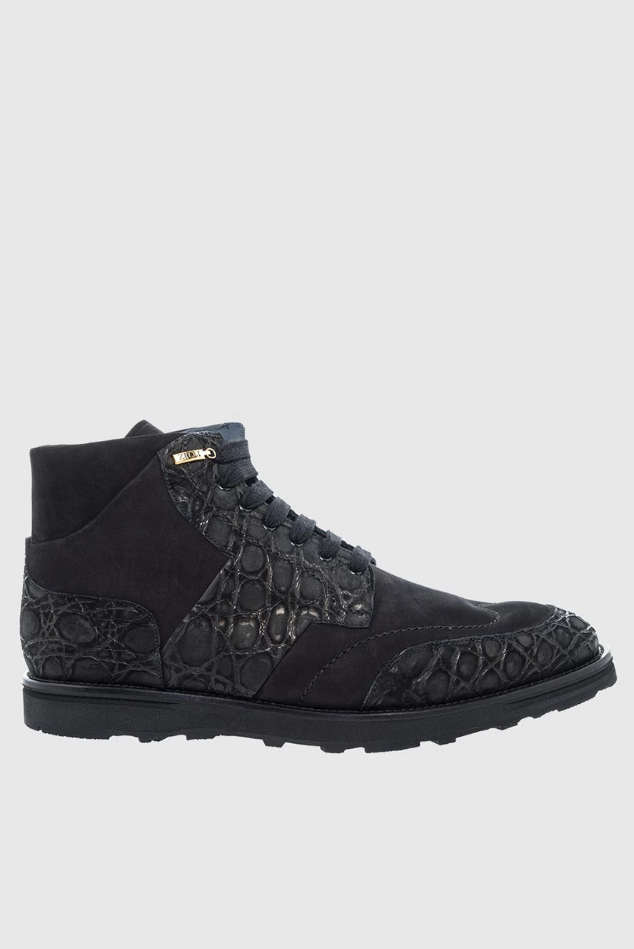 Zilli man black nubuck and crocodile leather men's boots buy with prices and photos 164690 - photo 1