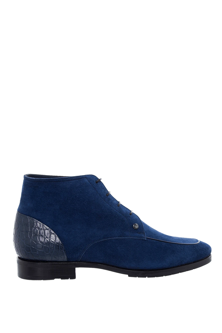Zilli мужские мужские ботинки из нубука и кожи крокодила синие купить с ценами и фото 164725