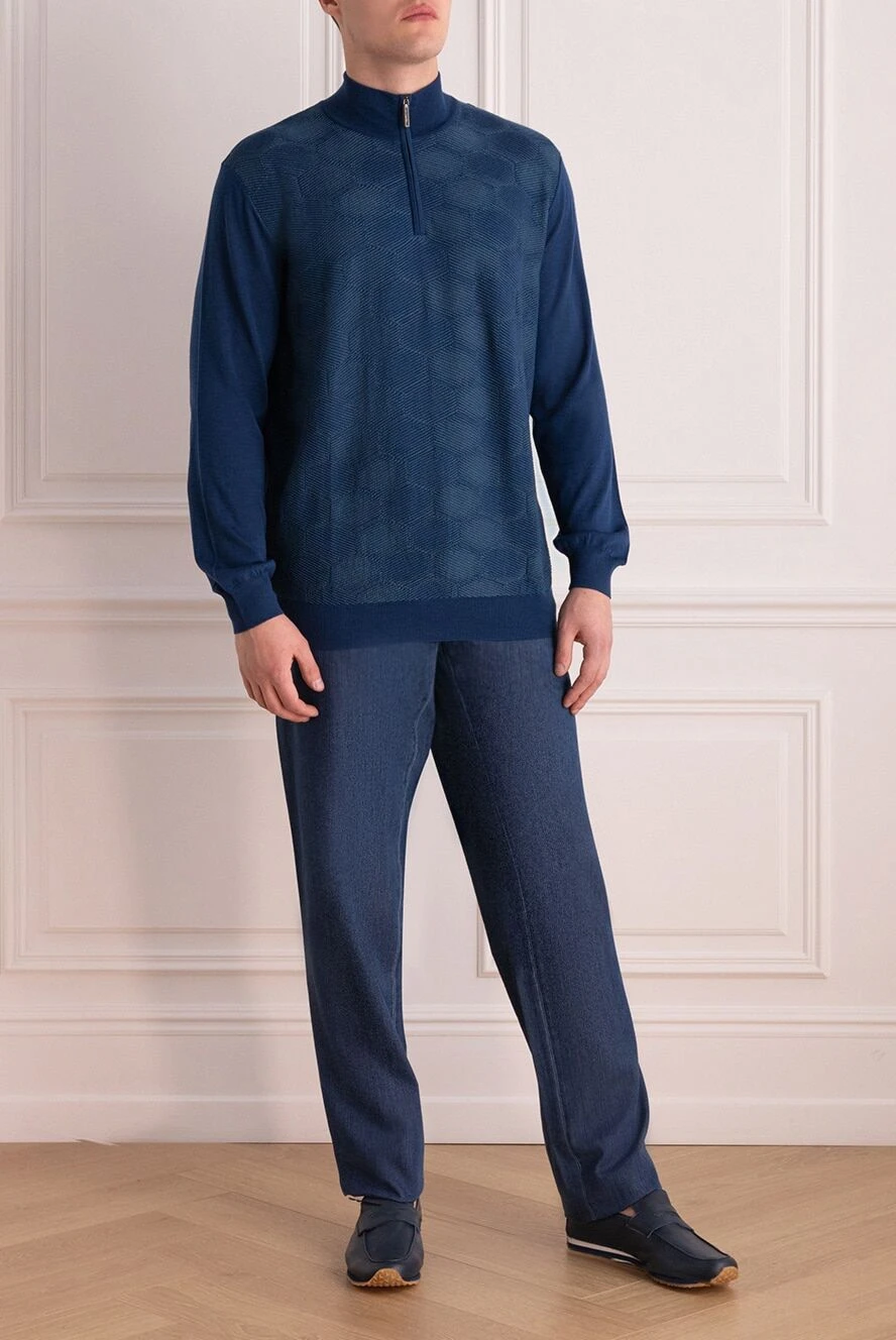 Brioni мужские джинсы из полиамида и шелка синие мужские купить с ценами и фото 164754