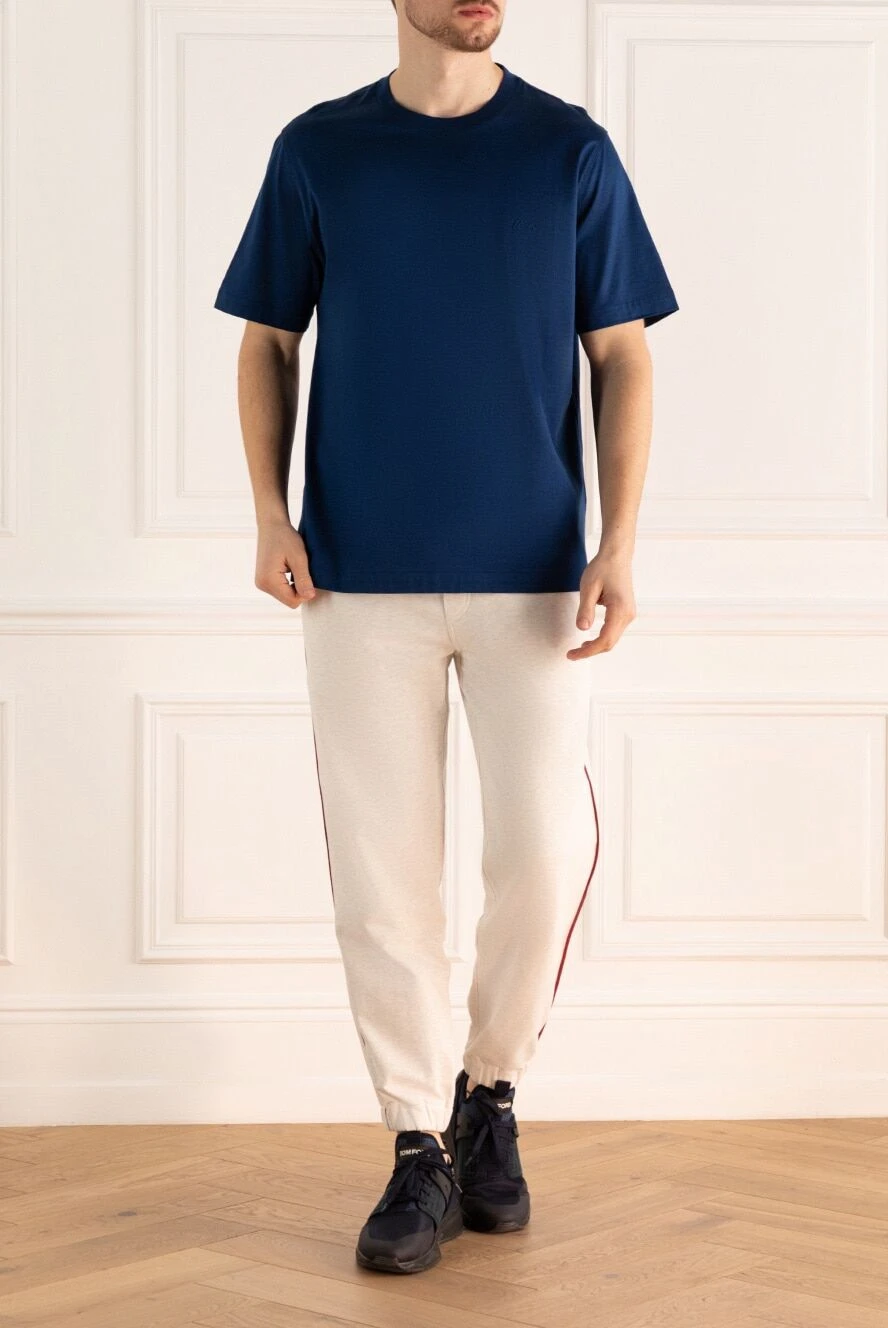Brioni мужские футболка из хлопка синяя мужская купить с ценами и фото 164756