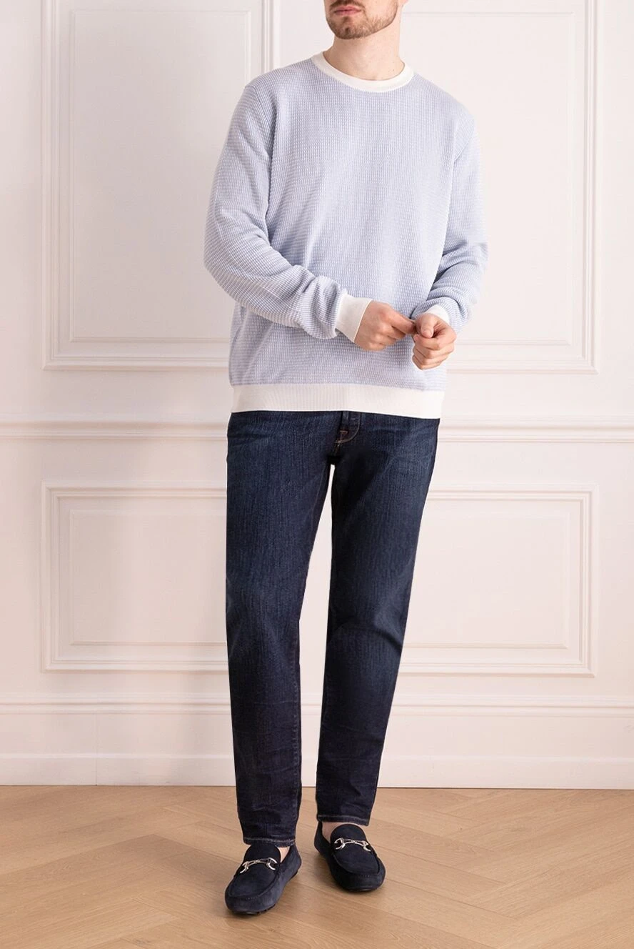 Brioni man blue cotton and silk jumper for men buy with prices and photos 164757 - photo 2