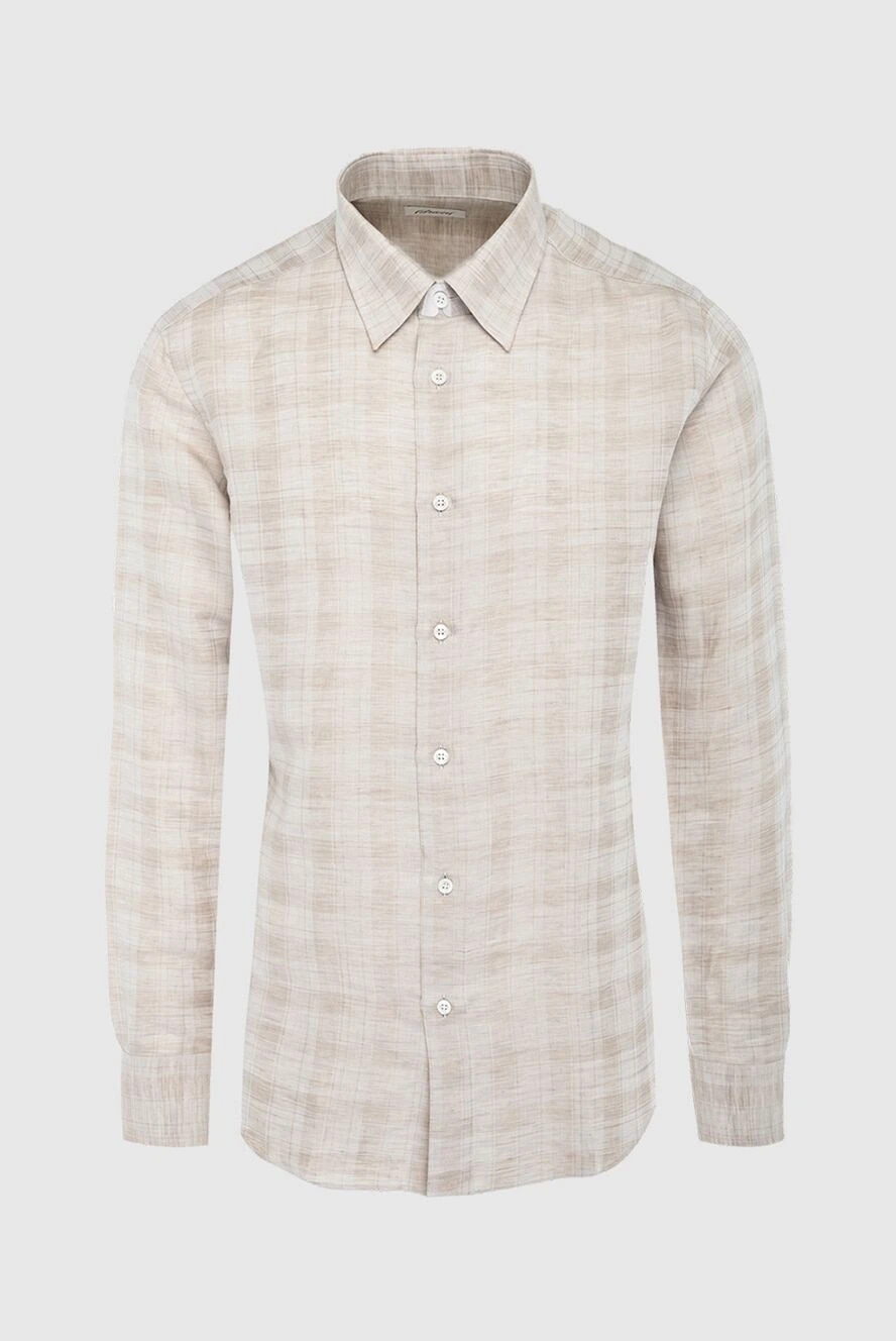 Brioni мужские сорочка из хлопка бежевая мужская купить с ценами и фото 164770 - фото 1