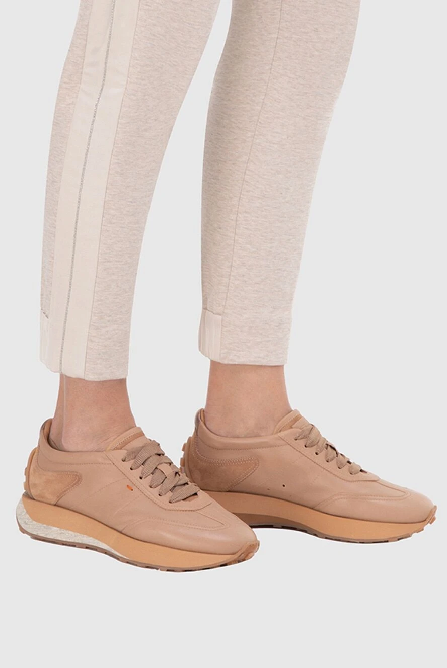 Santoni woman beige leather sneakers for women buy with prices and photos 165075 - photo 2