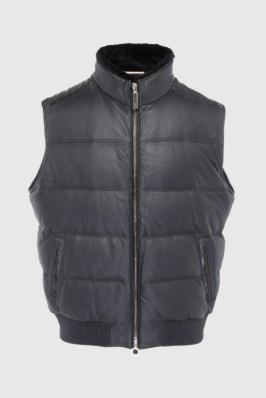 Stefano Ricci black cashmere and crocodile leather vest for men 165157 - photo 1