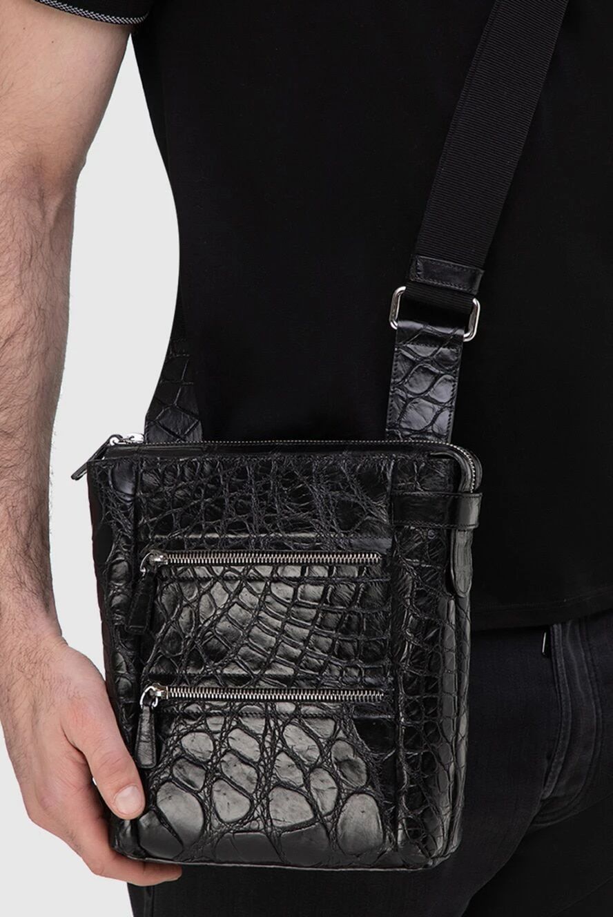Tardini man black crocodile leather shoulder bag for men buy with prices and photos 166013