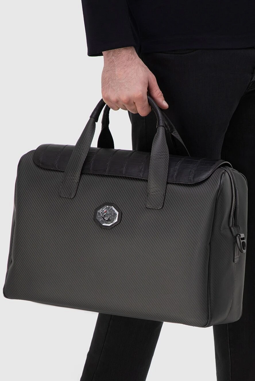 Tardini мужские сумка дорожная из кожи и карбона черная мужская купить с ценами и фото 166014 - фото 2
