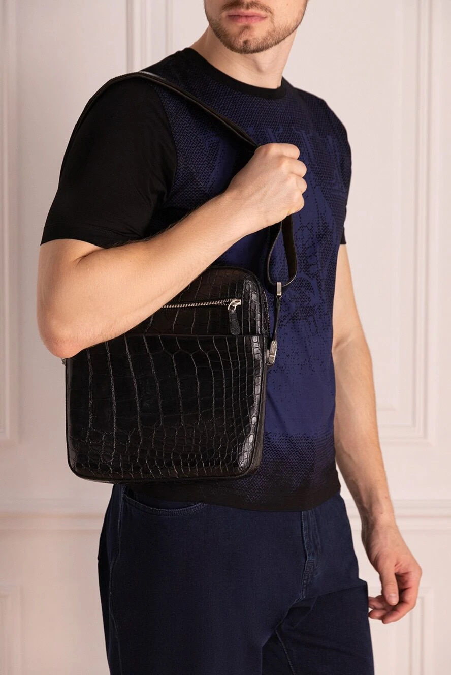 Tardini мужские сумка через плечо из кожи крокодила черная мужская купить с ценами и фото 166021 - фото 2